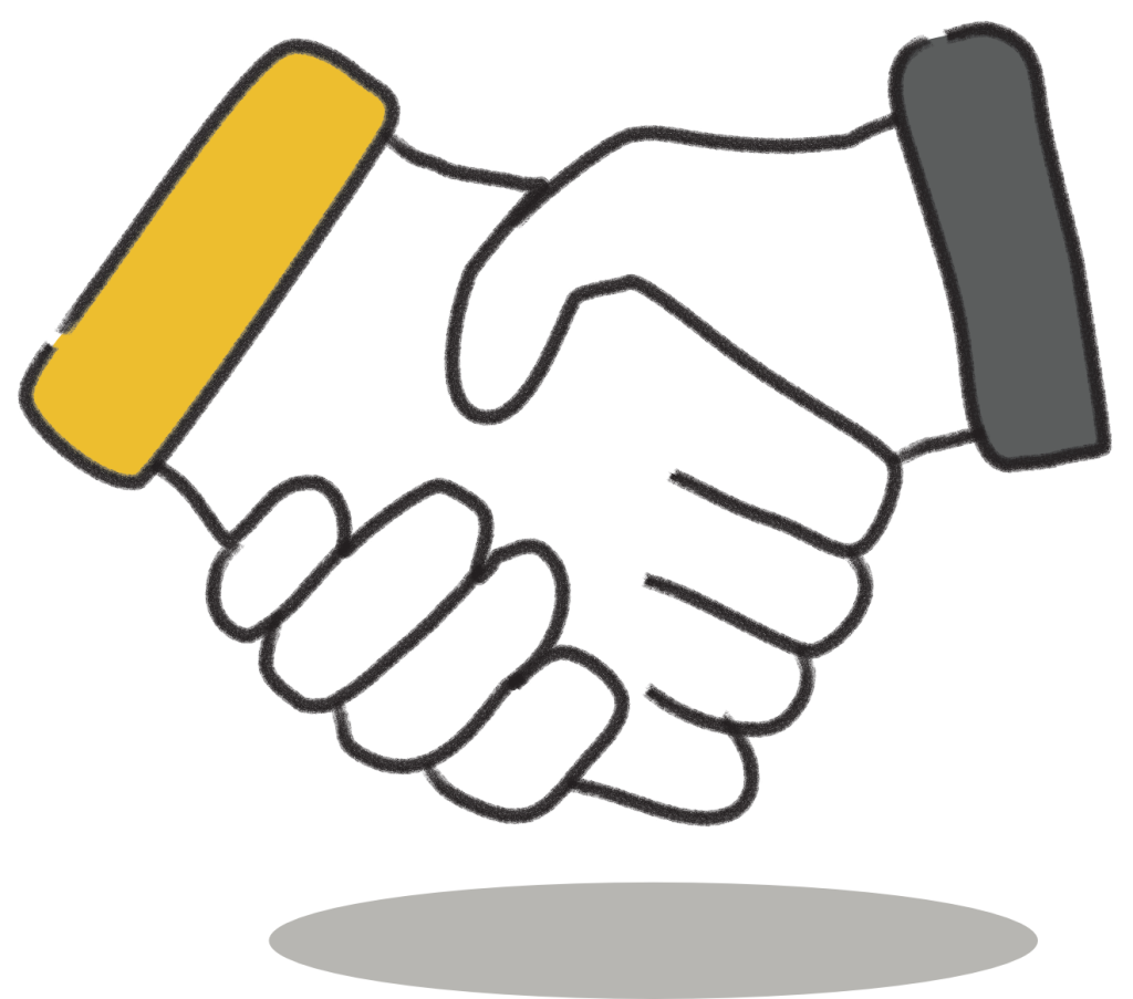A handshake signifying a contract blending partnership